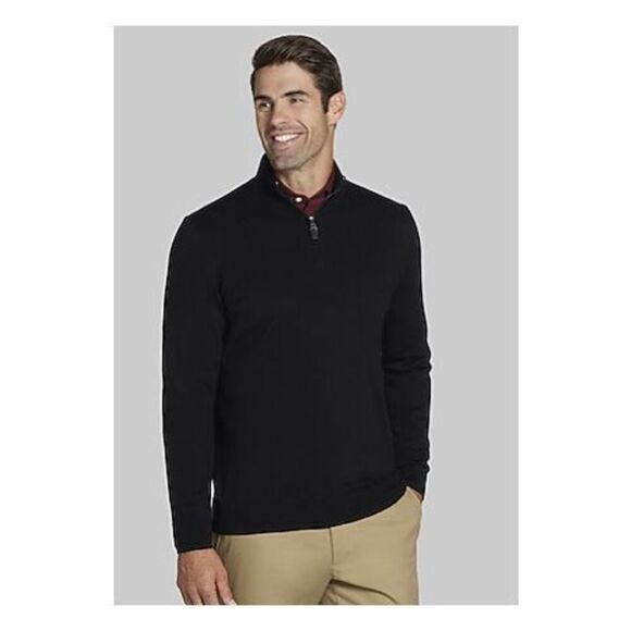 Jos A Bank Men's Traveler 1/4 Zip Merino Wool Pullover Sweater Black Size Large - Picture 13 of 13